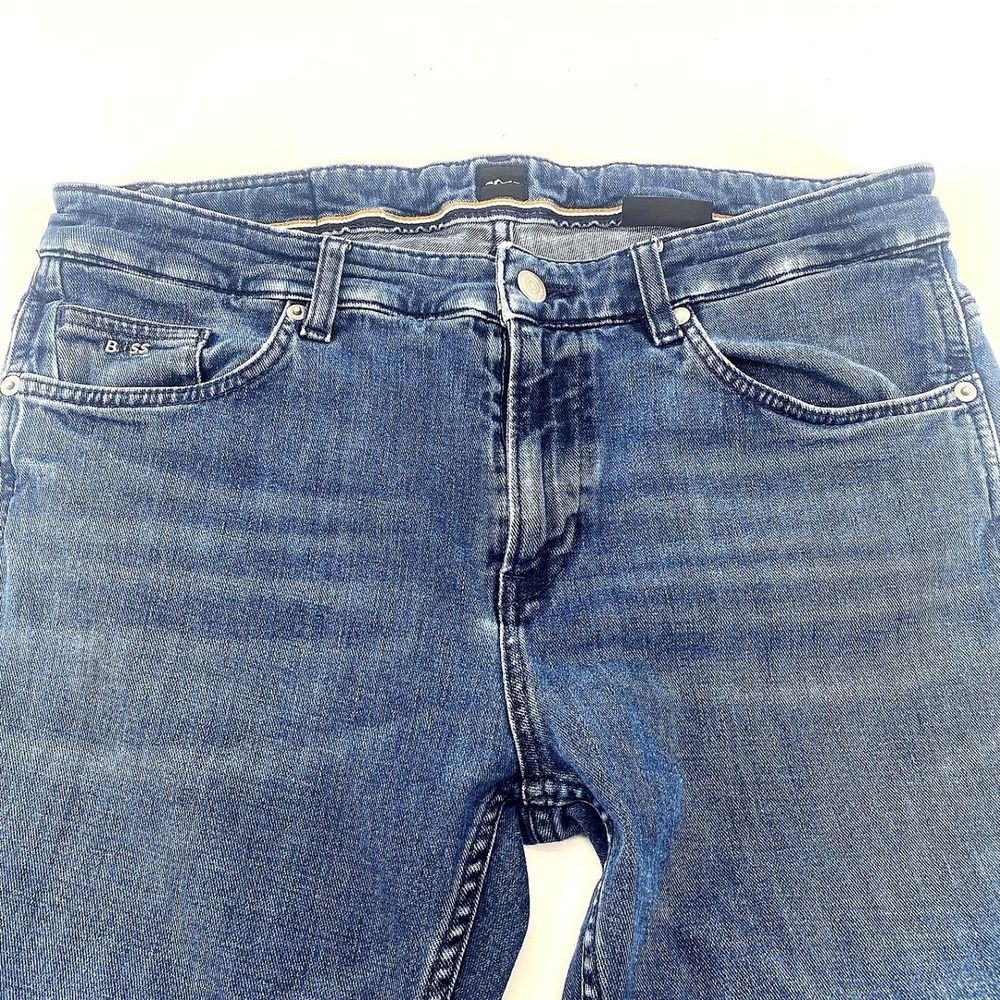 HUGO BOSS Delaware Slim Fit Jeans Mens 34x30 Blue Italian Canadiani Denim Taper